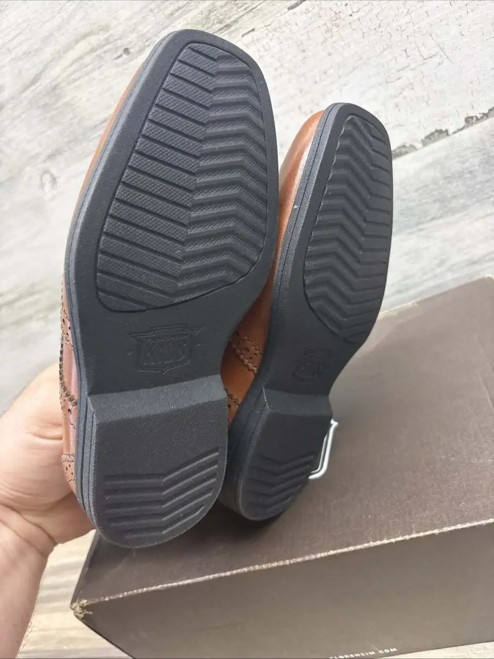 Florsheim Kids' Reveal Wing Jr Leather Shoes 10.5 M Cognac NEW